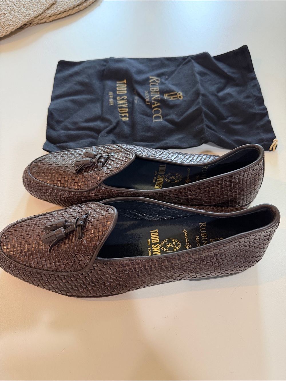 Todd Snyder Rubinacci Men's Woven Tassel Loafers in Dark Brown Sz 44(11) Bag7